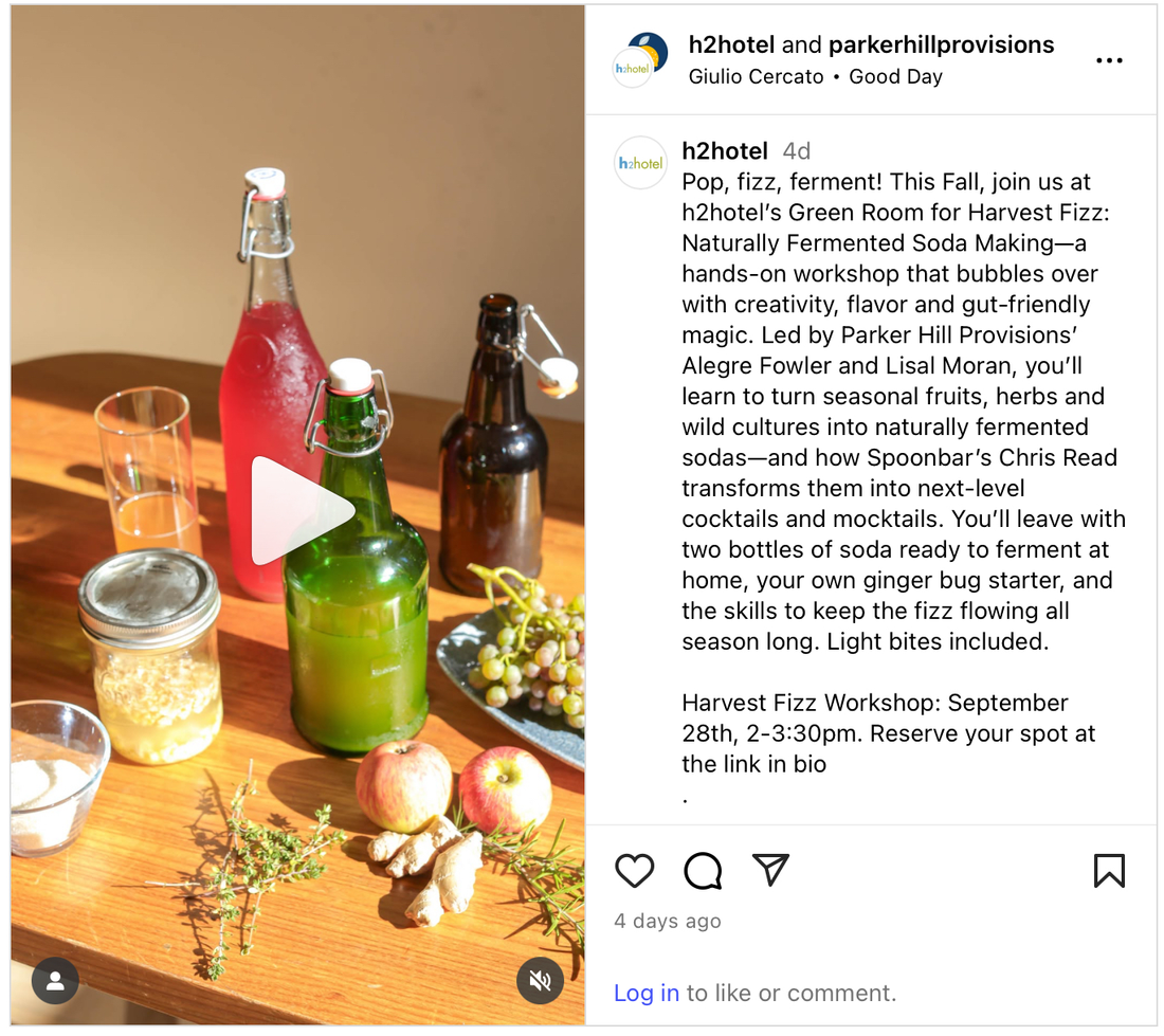 The Maker’s Table: Fall Workshop Series with h2hotel